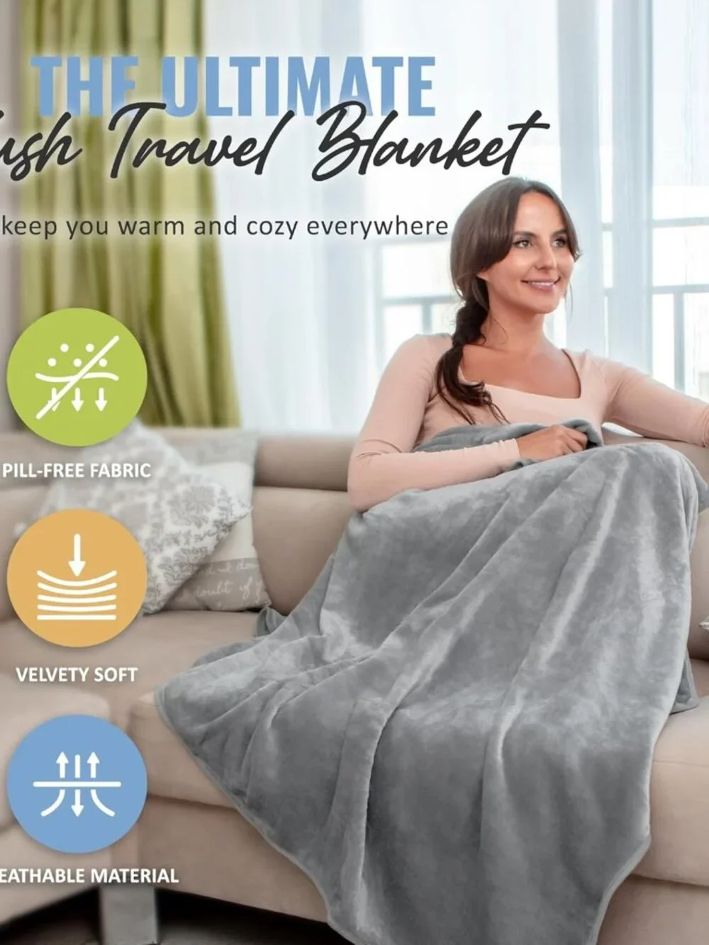 Soft & Warm Travel Blanket for Airplane & Car - Long Flight Essential for Women, - Picture 3 of 8